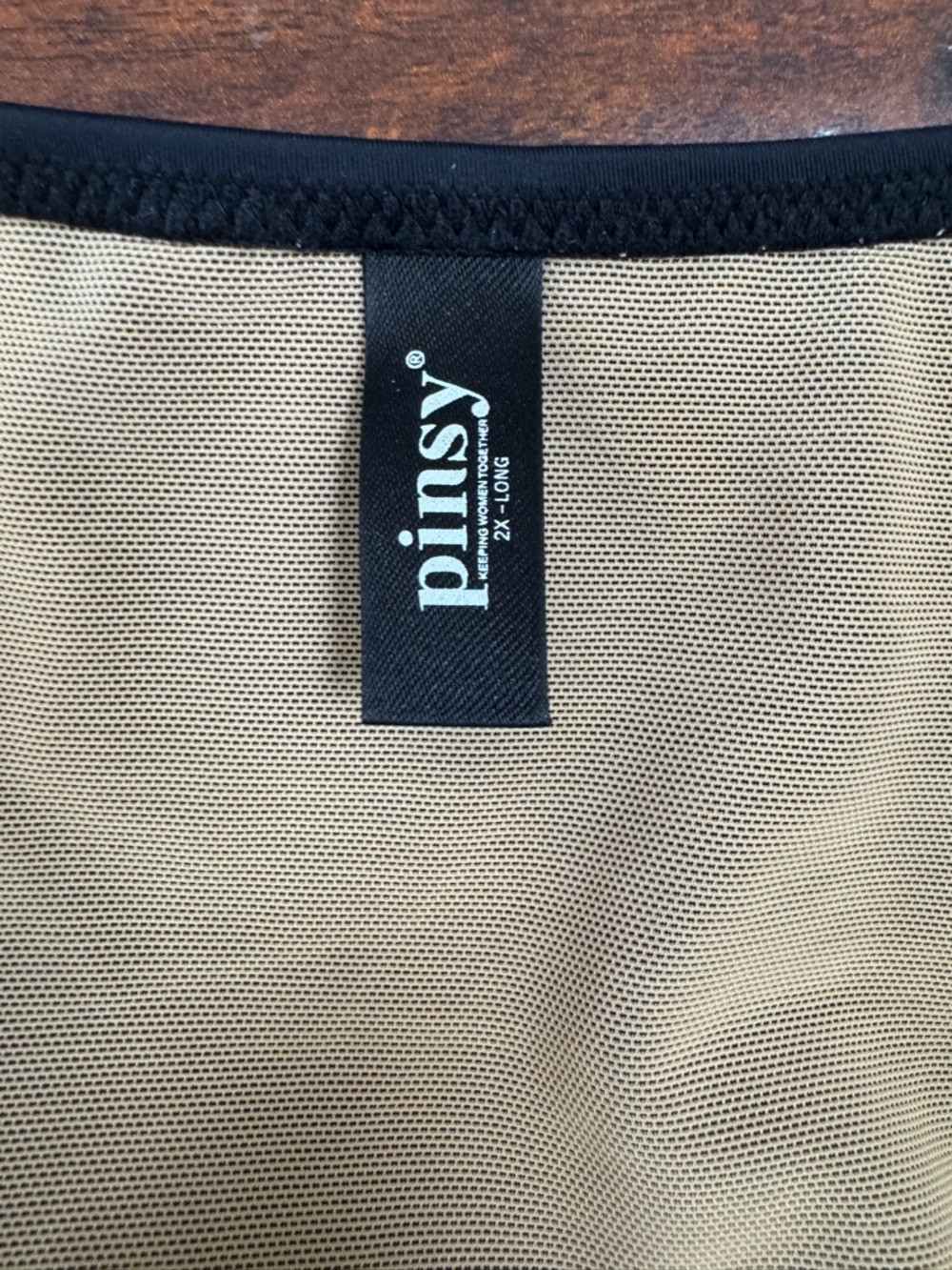 Pinsy Sculpting Lace Shapewear Bodysuit, 2X Long, Black, Light/Medium Tan Lining - Picture 9 of 10